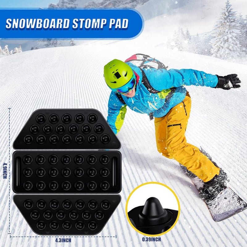 BeapTcely Black Snowboard Stomp Pads, Snowboard Grip Pad Anti Slip Mat Self Adhesive Rubber Ski Snowboard Stomp Pad Provides Extra Grip for Snowboarding for Men Women - Image 2